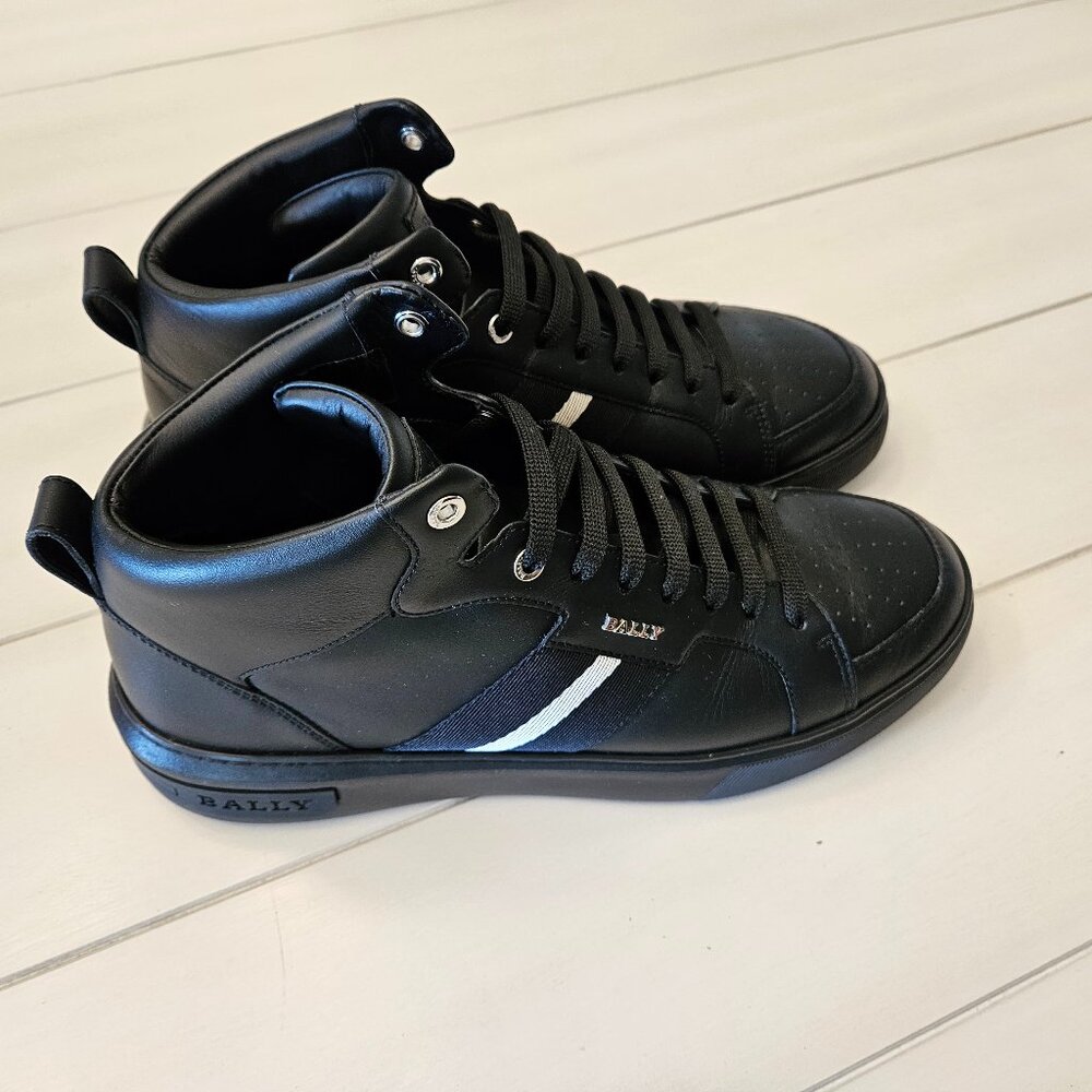 Bally Myles Black Calf Leather High Top Sneakers - Size 11
